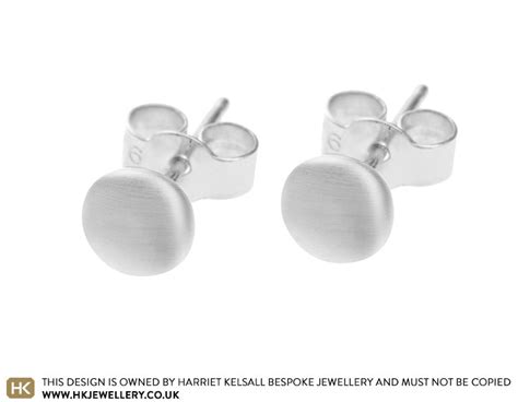 Sterling Silver Satinised Button Stud Earrings