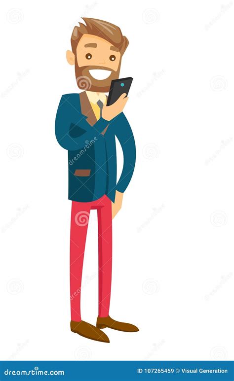 Businessman Reading Message On The Smartphone Stock Vector