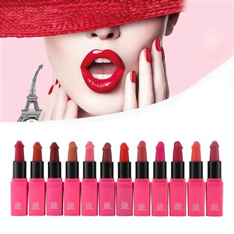 12 Colors Penis Shape Matte Lip Stick Long Lasting Lip Moisture Cosmetic Rouge Lip Cream For