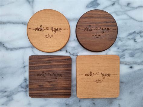 Personalized Wood Coasters Engraved Coasters Custom Wood Etsy
