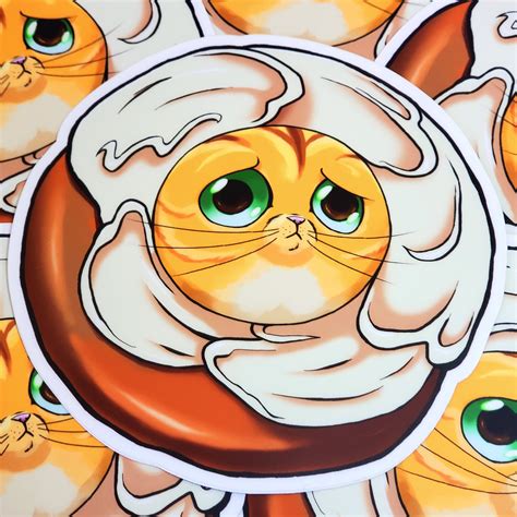 Bagel Cat Head 5 Vinyl Sticker Etsy