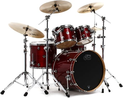 Dw Performance Series 4 Piece Shell Pack W 22 Bass Drum Cherry Stain Lacquer Sweetwater