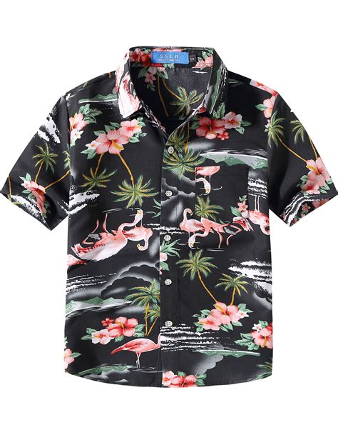Pink Flamingo Aloha Hawaiian Shirt For Boy Flamingo Casual Hawaiian Shirt Flamingo Boy