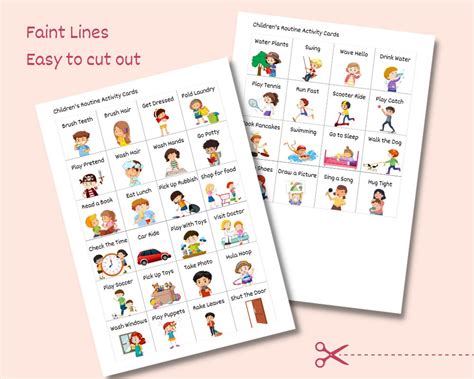40 Printable Childrens Routine Activity Cards Childrens Flashcards