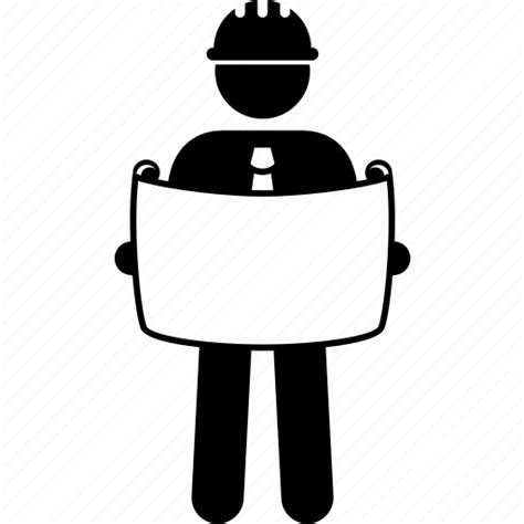 Civil Construction Engineer Engineering Plan Reading Worker Icon