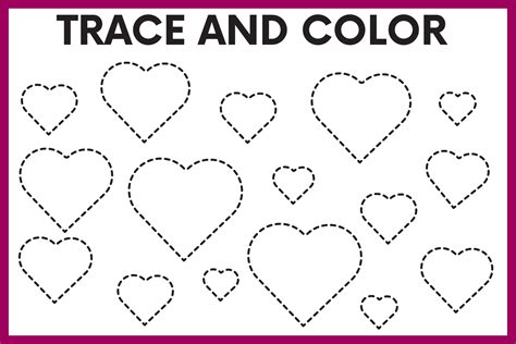 Trace And Color Hearts Worksheet Graphic By Saritakidobolt · Creative