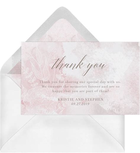 Soft Etched Florals Thank You Notes In Pink