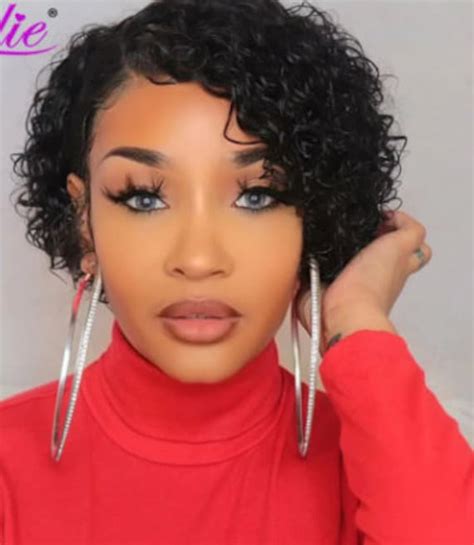 Pixie Cut Wig For Black Women Human Hair Wigs Bob Lace Front Etsy