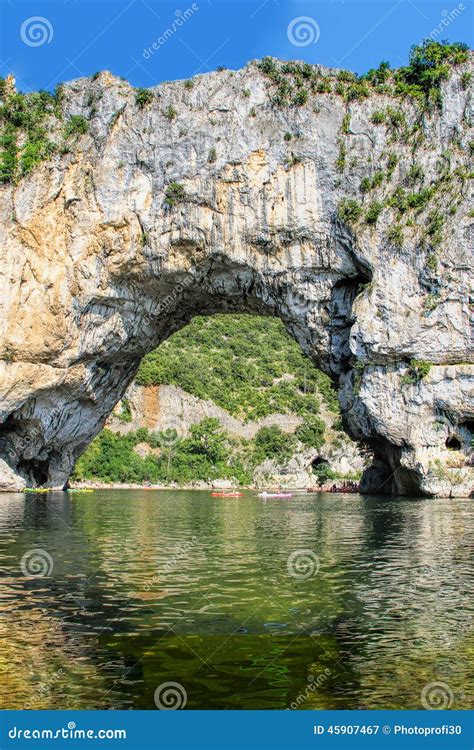 Vallon Pont D Arc Natural Rock Bridge Over The River In The Ard