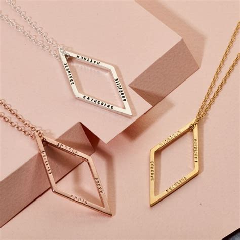 Personalised Geometric Drop Necklace Posh Totty Designs