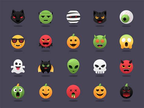 Halloween Emoji Vector Set 247376 Vector Art At Vecteezy