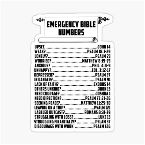 Emergency Bible Numbers Sticker By Explorereligion Redbubble