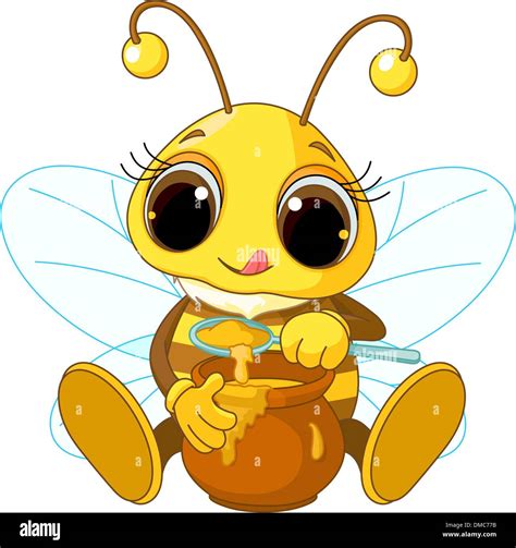 cute bee eating honey stock vector image and art alamy