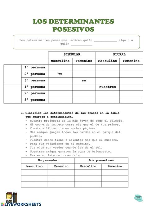 los determinantes ficha interactiva y descargable puedes hacer los gambaran