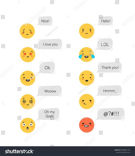 Emotional Emoticons Conversation Bubbles Yellow Declaration Stock