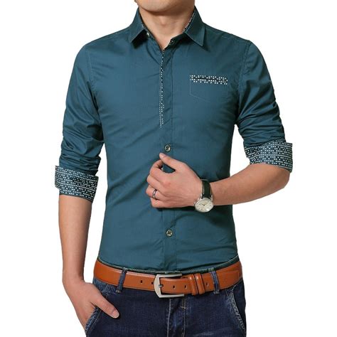 2017 New Mens Fashion Shirt Business Casual Solid Shirt Men Long Sleeve