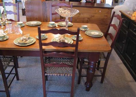 French Country Farm Table With Vintage Wood Top And 5 Heavy Leg