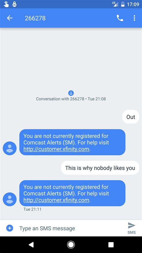 A mobile network outage is not the same as having no coverage or a weak signal. Tried to report an internet outage through their helpful sms number... : Comcast