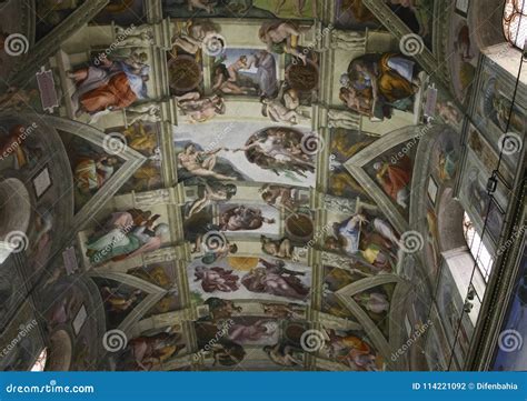 Ceiling Of The Sistine Chapel In The Vatican Editorial Photography