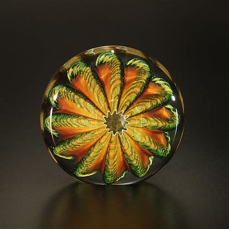 Topaz And Aventurine Paperweight By The Glass Forge Art Glass Paperweight Artful Home