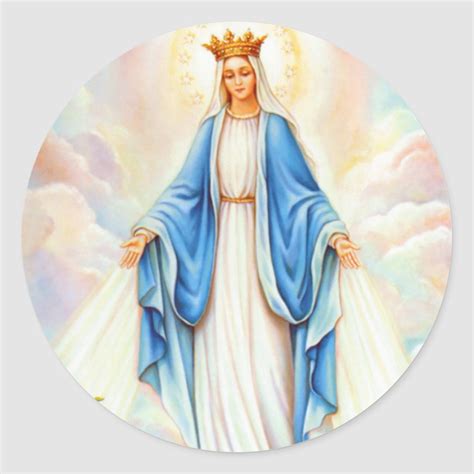 Virgin Mary Lady Of Grace Queen Of Heaven Madonna Classic Round Queen Of Heaven Virgin