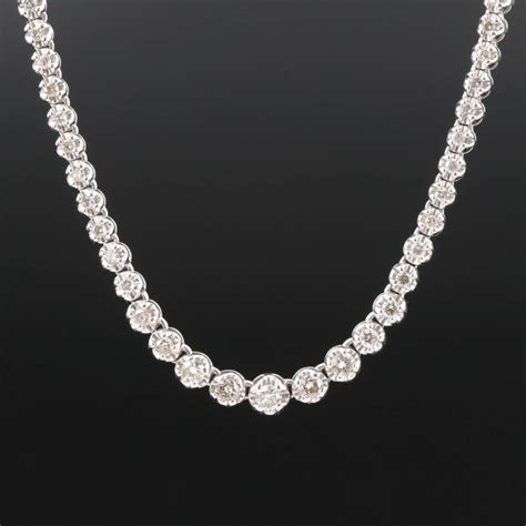 Platinum 301 Ctw Diamond Riviera Necklace Ebth