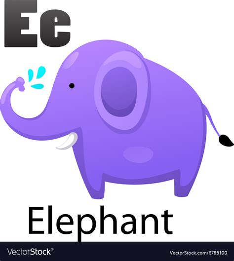 Alphabet E With Elephant Royalty Free Vector Image