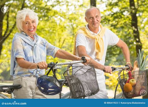 Active Seniors Cycling In Park Stock Image Image Of Enjoy Bond 88641923