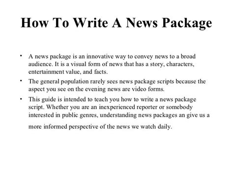 How To Write A News Package