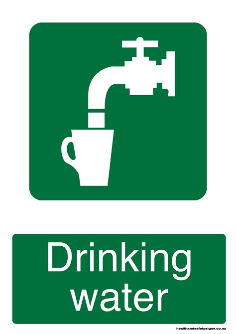 Drinking Water Green Health And Safety Signs