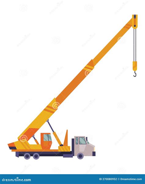 Hoisting Crane Icon Construction Crane Equipment In Flat Style