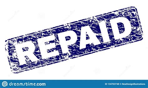 Grunge Repaid Framed Rounded Rectangle Stamp Stock Vector