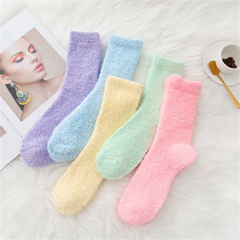 Women Warm Super Soft Plush Slipper Sock Winter Fluffy Microfiber Crew Socks Casual Home