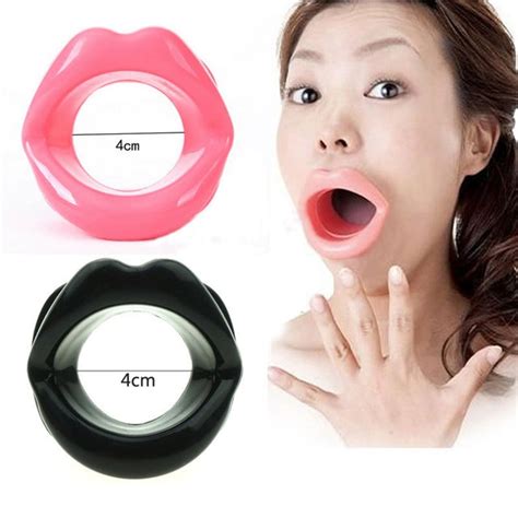 new blowjob female mouth gag bdsm fetish restraints pink black soft rubber bite open ring gag