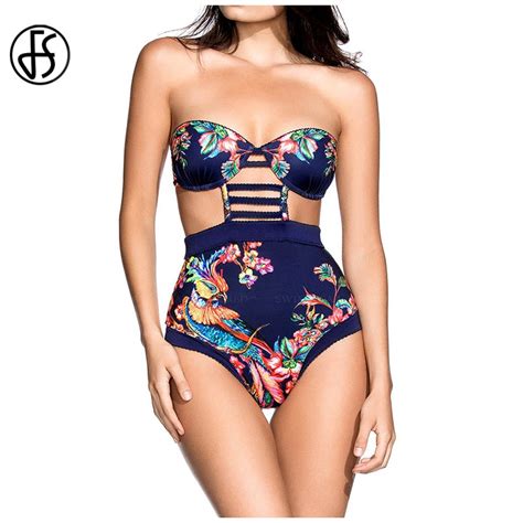 Fs Retro Floral Print One Pieces Swimwear Women 2017 Hot Sale Sexy Push