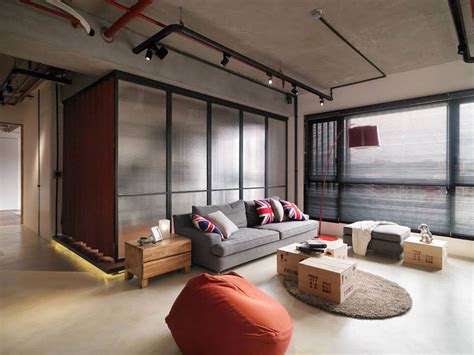 Industrial Loft Apartment With Red Accents In Taipei 4betterhome