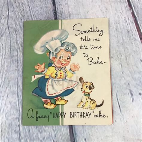 Vintage Birthday Greeting Card Fold Out Poster Grandma Cake Paper