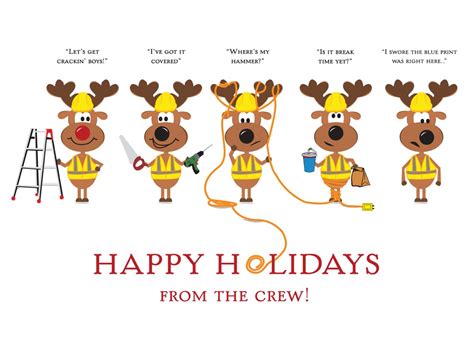 Cardsdirect carries a wide assortment of over 25 professional christmas cards and company christmas cards, including accountant christmas cards, lawyer christmas cards, construction christmas cards, general contractor christmas cards and many others. Holiday Crew Construction Card - Construction from Brookhollow