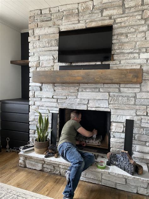 If you are sharing your finished diy project, please explain how it was done. How to Whitewash a Stone Fireplace - Super Easy Project ...