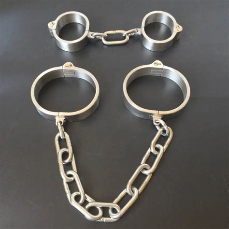 Stainless Steel Handcuffs For Sex Ankle Harness Bondage Kit Bdsm Cuffs With Chain Bondage