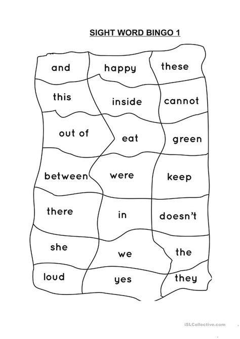 Sight word bingo for senior kindergarten worksheet - Free ...