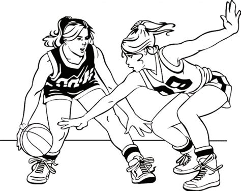 Coloriage Basketball Match Féminine Dessin Gratuit à Imprimer