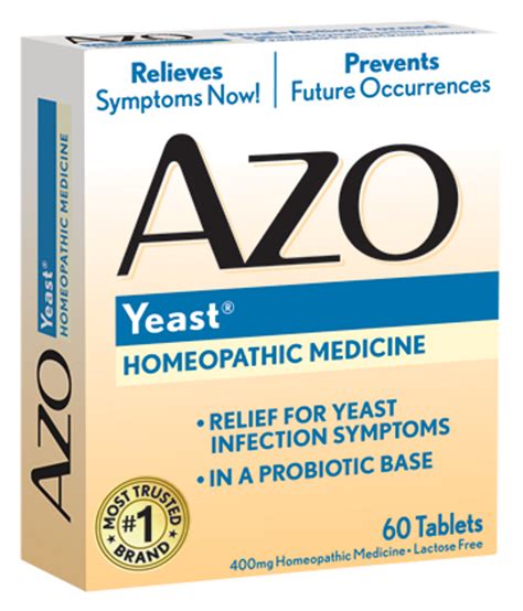 Azo Yeast Natural Symptom Prevention And Relief 400mg Tablets 60 Ea
