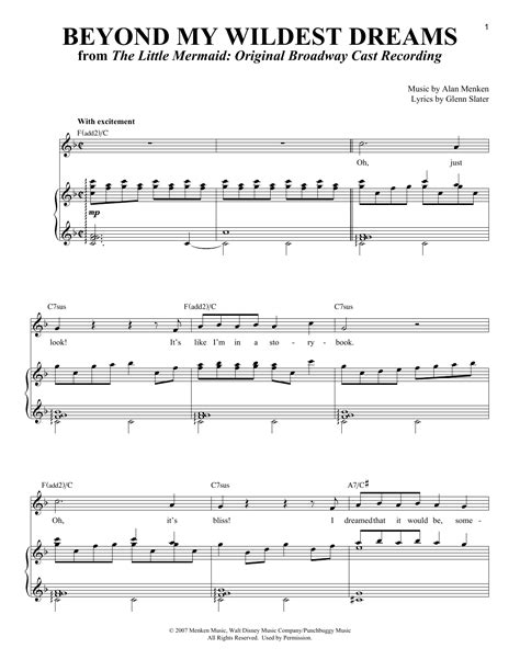 Beyond My Wildest Dreams Sheet Music Alan Menken Piano And Vocal