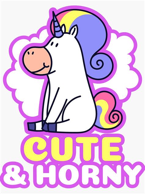 Cute And Horny Unicorn Sticker For Sale By Squishstitches Redbubble