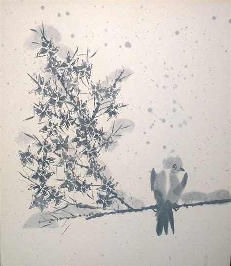 The Bird On The Maple Original Sumi E Painting Etsy