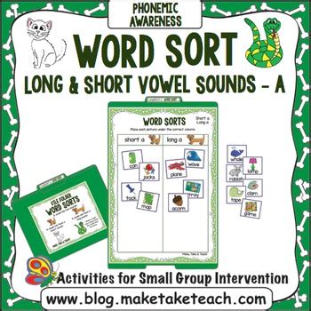 Long And Short Vowel Sounds Vowel A File Folder Word Sort Tpt