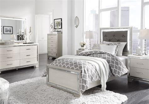 Slip into a sweet slumber with a stylish bedroom set. Lonnix Silver Twin Upholstered Bedroom Set | Cincinnati ...
