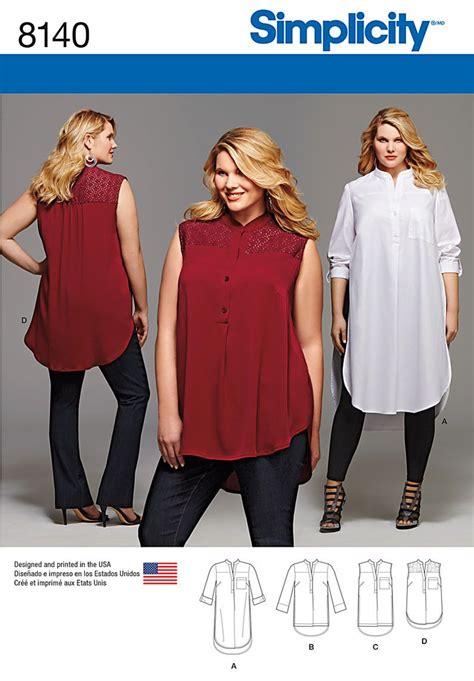 Simplicity Pattern Shirts Exclusively In Plus Sizes Plus Size
