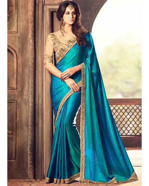 Image Result For Peacock Blue Saree Designer Silk Sarees Art Silk Sarees Indian Designer Wear